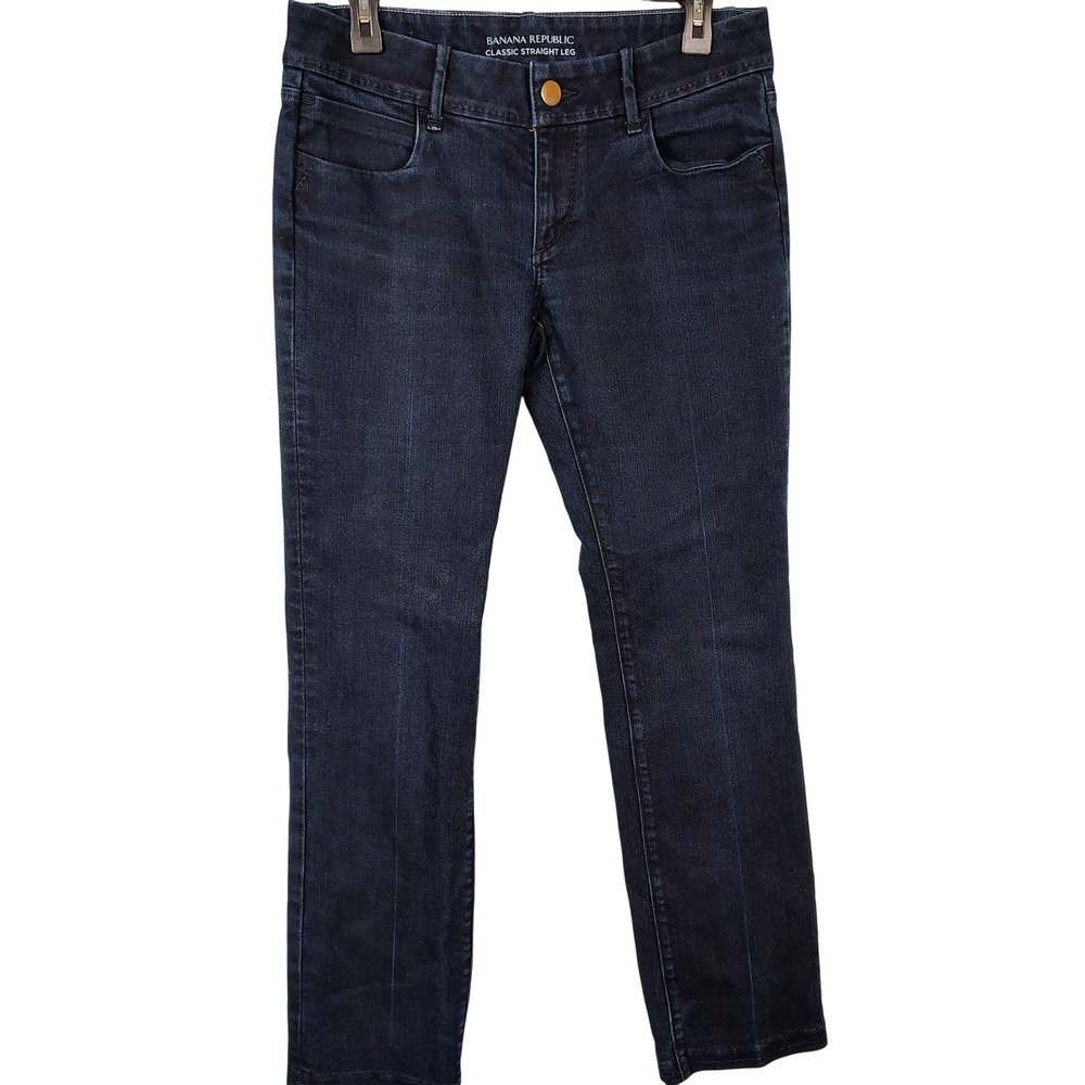 Banana Republic Womens SZ 8 Classic Straight Leg Jeans Dark Wash Indigo Denim